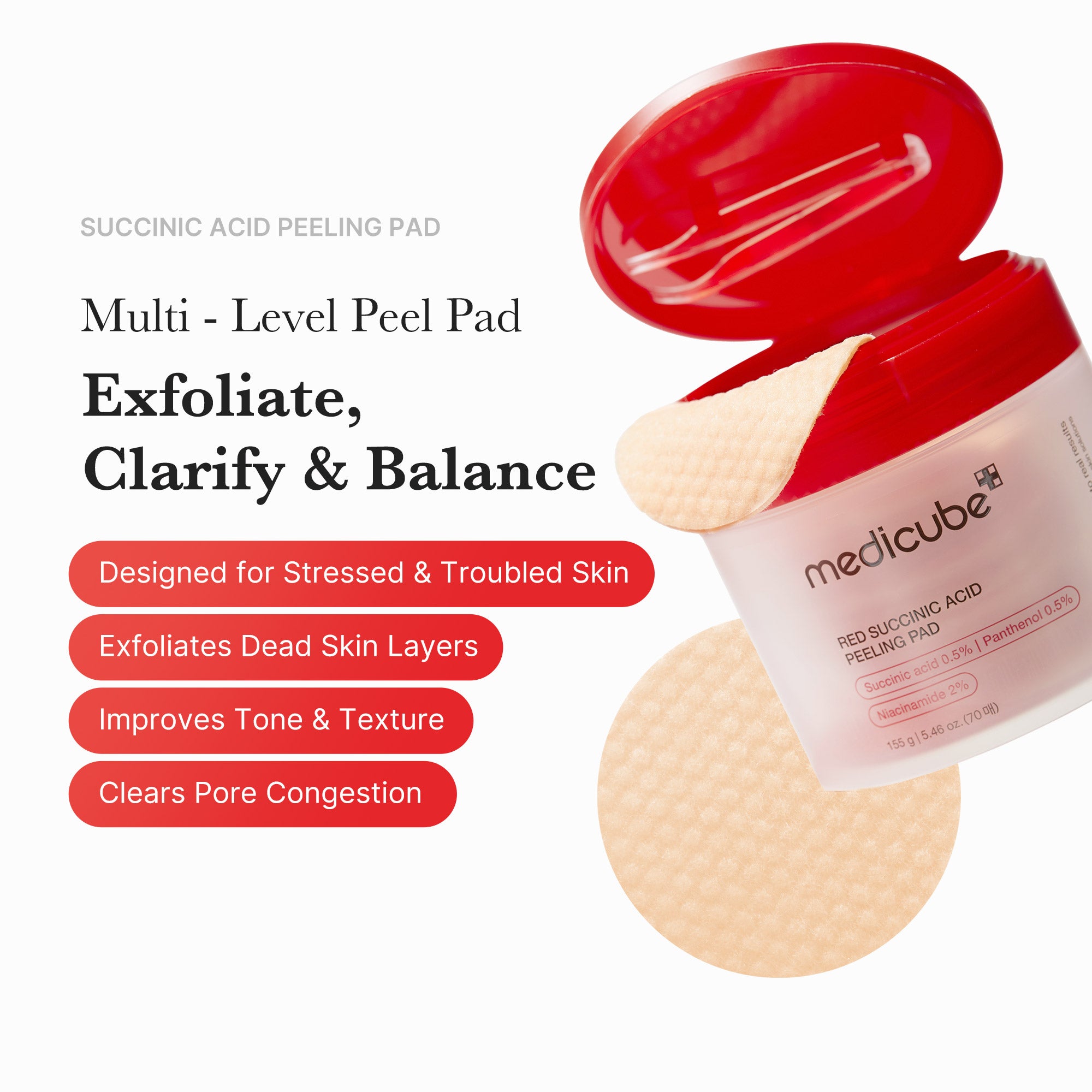 Red Succinic Acid Panthenol Pads - Image 2